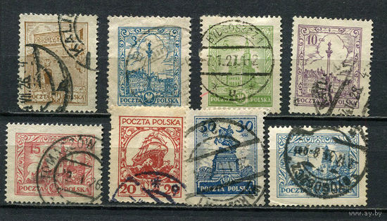 Польша - 1925/1927 - Архитектура - (ном. 40 стонким местом) - 8 марок. Гашеные.  (Лот 10JJ)-TG2P35