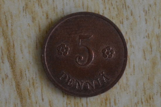 Финляндия 5 пенни 1938 с 1 руб