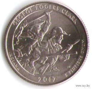 25 центов 2017 г. Парк=40 Национальный исторический парк Джоржа Р. Кларка Индиана Двор D _состояние UNC