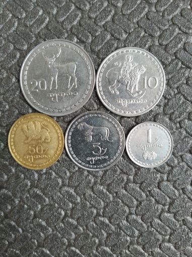 Грузия 1.5.10.20.50 тетри 1993г.