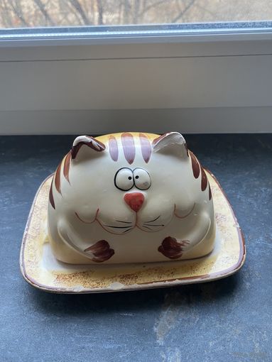 Масленка керамическая рыжий кот