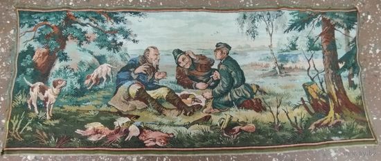 Гобелен Охотники в лесу, размер 148х59 см. СССР