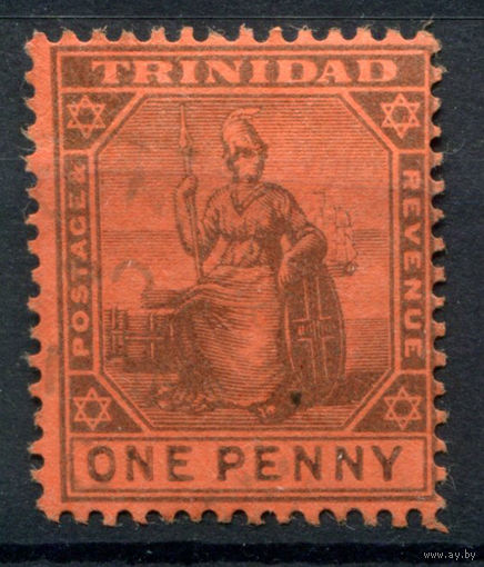 Британские колонии - Тринидад - 1904/09г. - Британия, 1 P, 55 - 1 марка - гашёная [Mi 55]. #4-B5-132-A-1