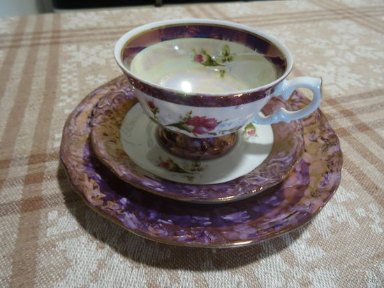 Чайная пара с десертной тарелкой, Каролина, Польша