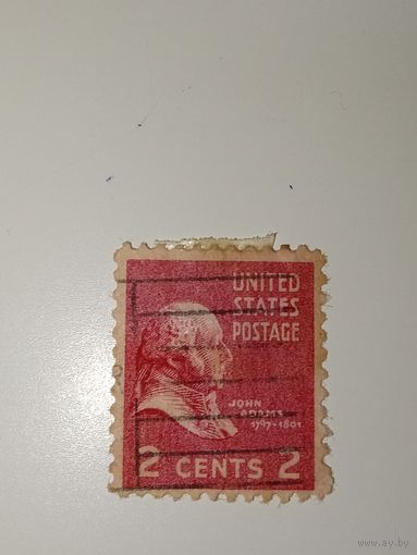 США 1938 2-центовая марка США с портретом второго президента Джона Адамса.