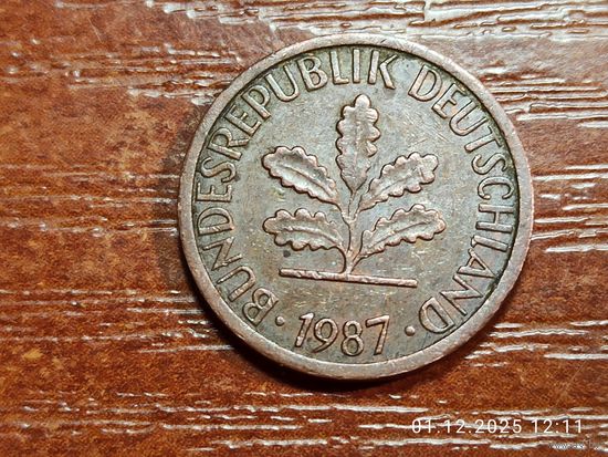 Германия 1 пфенниг 1987 J
