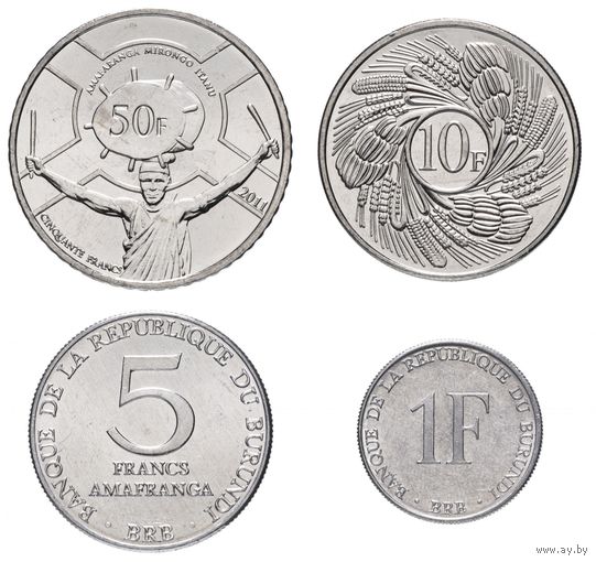 Бурунди набор 4 монеты 1980-2011 UNC