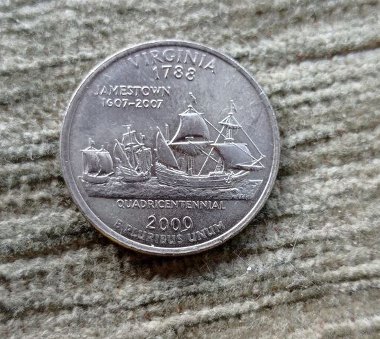 Werty71 США 1 квотер 25 центов 2000 Вирджиния D Корабль