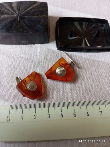Запонки янтарь СССР винтаж