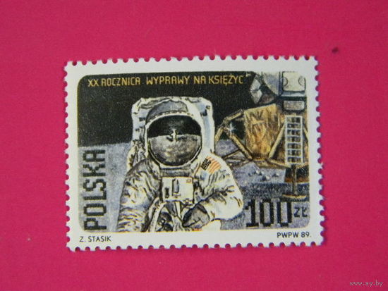 Польша 1989 Космос Mi 3206 IA** КЦ 0.70 евро Луна США Амстронг