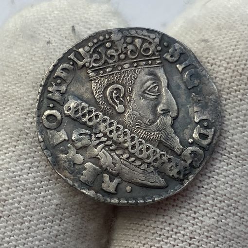 Трояк, 3 гроша 1598 г., Быдгощ, Сигизмунд III. Блеск, рельеф, прочекан, патина!