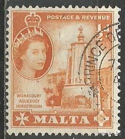 Мальта. Королева Елизавета II. Виадук Винякур. 1956г. Mi#238.
