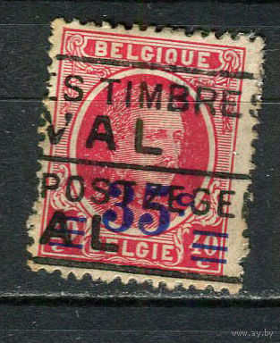 Бельгия - 1927/1928 - Король Альберт I с надпечаткой 35С на 40С - [Mi.225] - 1 марка. Гашеная.  (Лот 15Gx)-T4P25