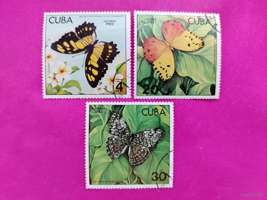 Куба. Бабочки. ( 3 марки ) 1982 года. 11-2.