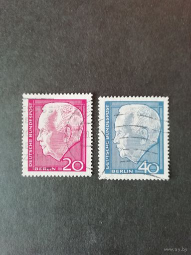 Западный Берлин 1964 серия марок "Федеральный Президент ФРГ Генрих Любке" (гашеные без клея, следы от наклеек) Mi.234-235 каталог 0.70 евро