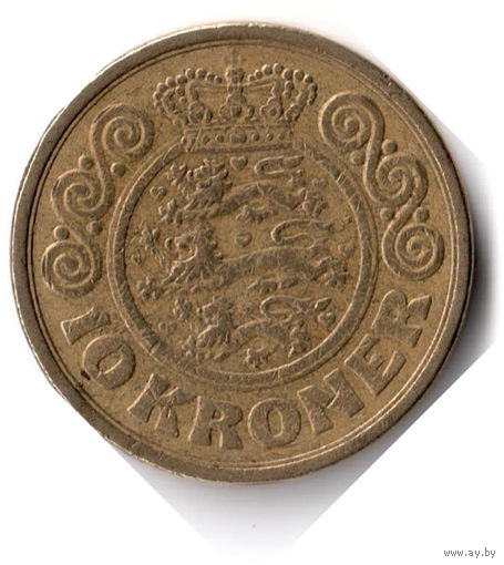 Дания. 10 крон. 1989 г.