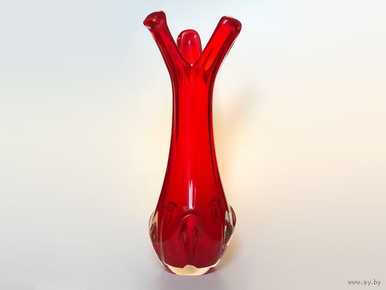 Ваза цветное стекло винтаж 27х10см