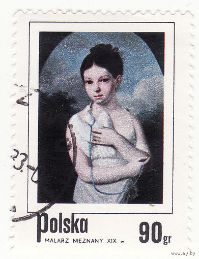Девушка с голубем, Анонимный художник, 19 век 1974 год