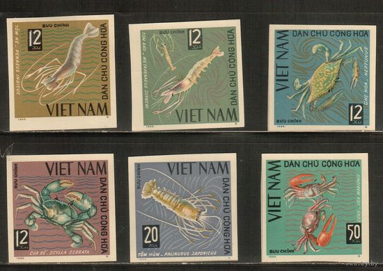 Вьетнам-1965(Мих.387В-392В) , **    , Морская Фауна , Раки, Крабы ,(полная серия)