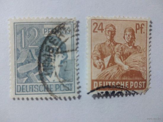 Оккупация Германии Американо-британо-советская зоны 1947 Профессии Рабочий Строитель и Крестьянка