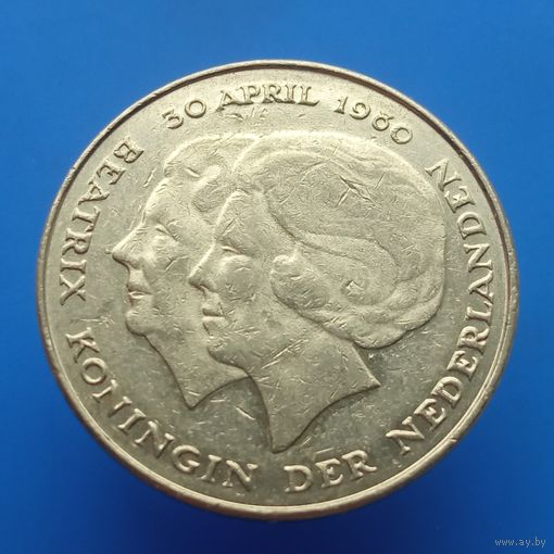 Нидерланды 1 гульден 1980 коронация королевы