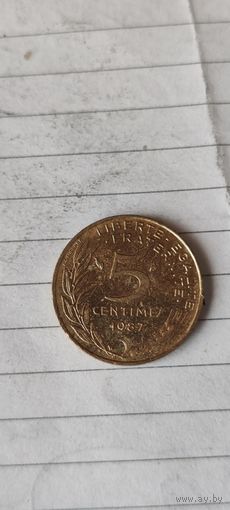 Франция 5 сентим 1987
