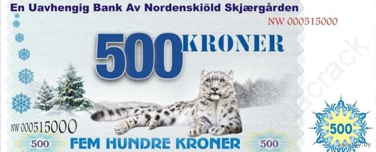 БОНА КУПЮРА 500 крон Архипелаг Норденскьолд. 2019. Пресс. МЕДВЕДИ, БАРС. ЖИВОТНЫЕ НА БАНКНОТАХ