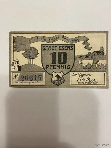 Нотгельд 10 пфеннигов 1921 год. Эссен. Веймарская республика - 2201