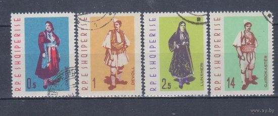 [1466] Албания 1962. Национальные костюмы. Гашеная серия. Кат.гаш.5,5 е.