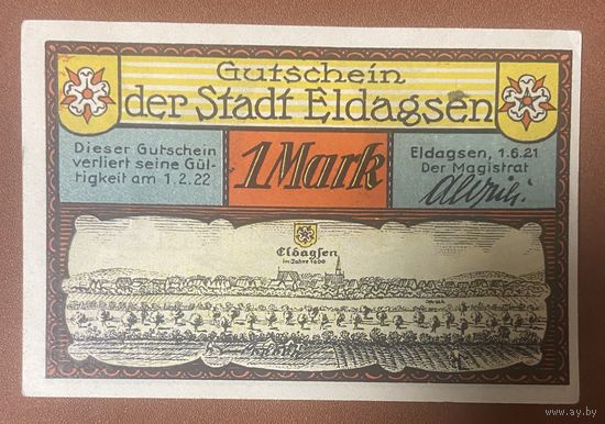 Нотгельд 1 марка 1921 год. Эльдагсен Веймарская республика