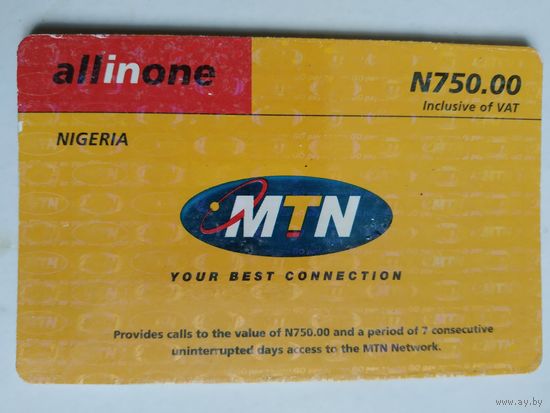 Телефонная карта для Нигерии. Англия