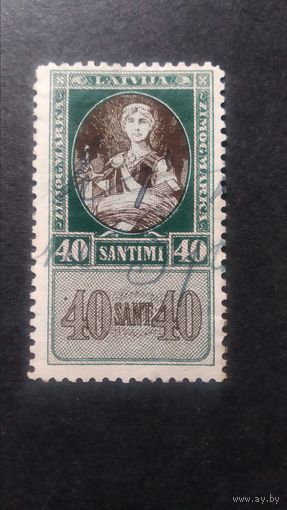 Латвия\7\ 1927-28 г. 5 выпуск Гербовая марка. зуб.10 в.зн. обратный