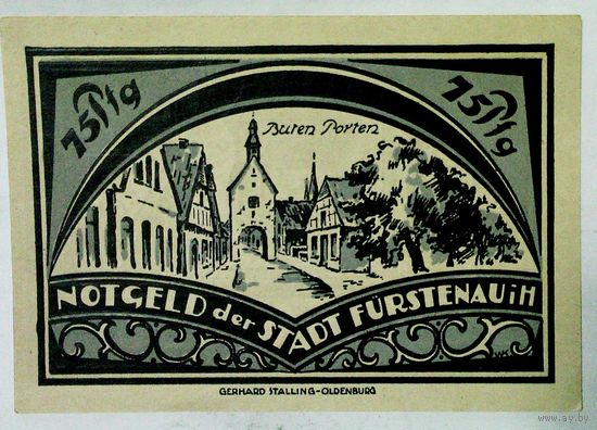 РАСПРОДАЖА!!! - ГЕРМАНИЯ ФЮРСТЕНАУ (Нижняя САКСОНИЯ) 75 пфеннигов 1921 год- UNC!