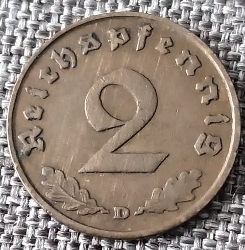 2 рейхспфеннига 1936 D