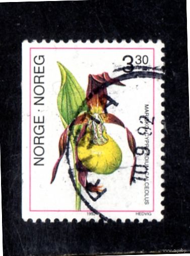 Норвегия.Ми-1088.Венерин башмачок. Orchid (башмачок настоящий). Серия: Орхидеи. 1992.