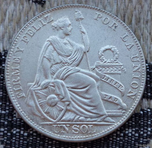 Перу 1 соль 1934 года. Серебро 900. Сторгуй за свою цену, предложи обмен! Y75