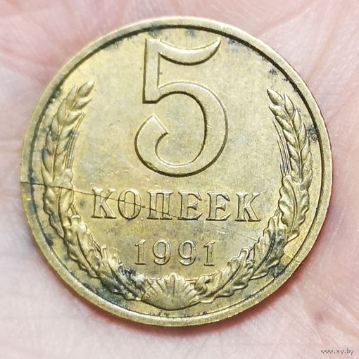 5 копеек 1991 Л. Брак! Раскол штемпеля!