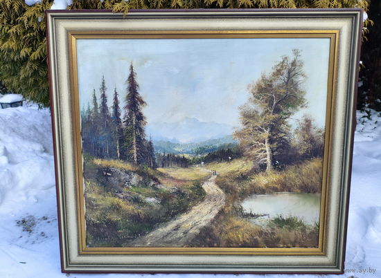 Картина Пейзаж Маслом, Чешская художница Vera Scoula-Schmidt ХХ век