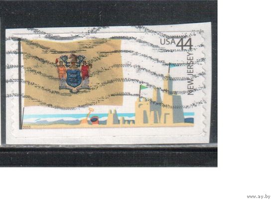 США-2010 (Мих.4599) , гаш., Флаги штатов, Нью-Джерси, вырезка