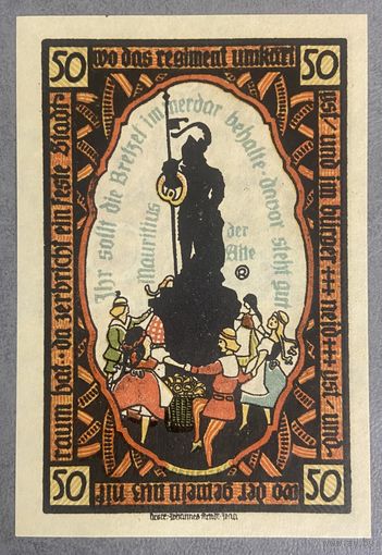 Нотгельд 50 пфеннигов 1921 год. Пёсснек. Веймарская республика