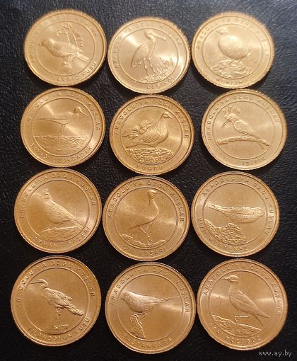 Турция 1 куруш 2021 г. Анталийские птицы (12 монет, бронза).