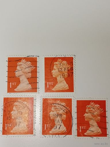 Великобритания 1971 Профиль королевы Елизаветы II, созданный на основе скульптуры Арнольда Машина