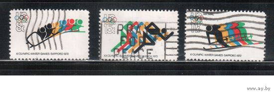 США-1972, (Мих.1075-1077) , гаш.  , Спорт, ОИ-1972, 3 марки(2)