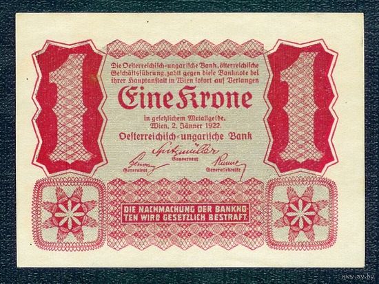 Австро-Венгрия 1 крона 1922 год. UNC-