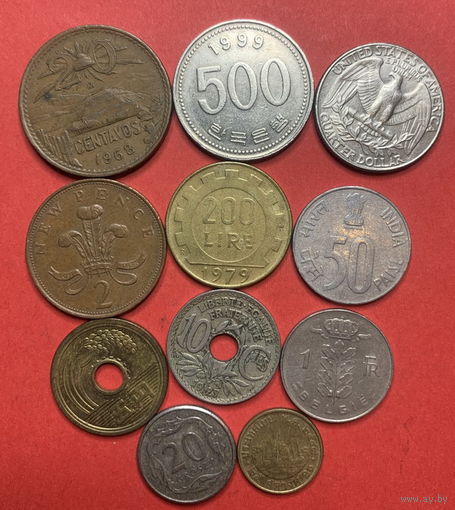 11 разных монет из 11 стран - 9