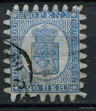 Великое княжество Финляндское (Российская Империя) - 1866/1874 - Герб с короной 20П - [Mi.8c] - 1 марка. Гашеная.  (Лот 42AA)