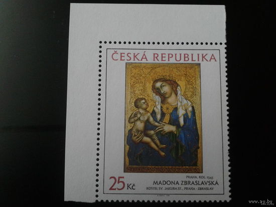 Чехия 2006г. Живопись Икона Мадонна с младенцем ** Угол