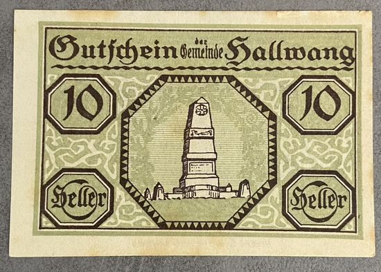 Нотгельд Австрия Хальванг, 10 геллеров 1920 год
