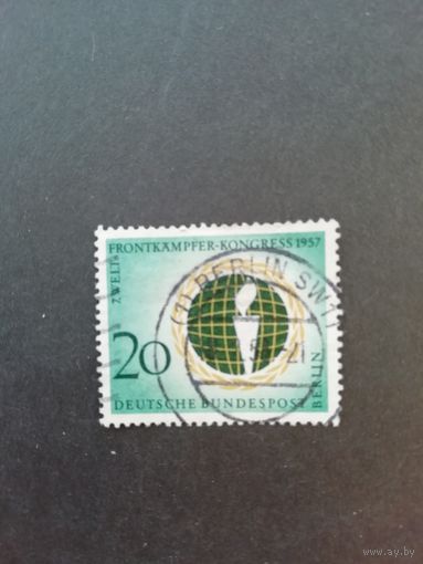 Западный Берлин 1957 марка "Второй конгресс фронтовиков" (гашеная без клея с наклейкой) Mi.177 каталог 1.00 евро