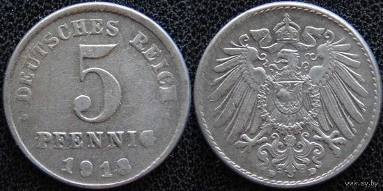 YS: Германия, 5 пфеннигов 1918D, KM# 19 (1)